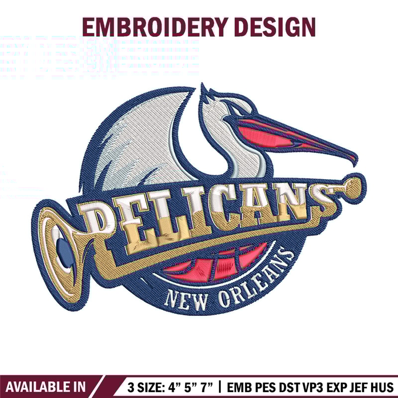 Orleans Pelicans logo embroidery design,NBA embroidery,Sport embroidery, Embroidery design, Logo sport embroidery.jpg