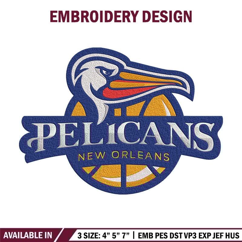 Orleans Pelicans logo embroidery design,NBA embroidery,Sport embroidery,Embroidery design,Logo sport embroidery.jpg