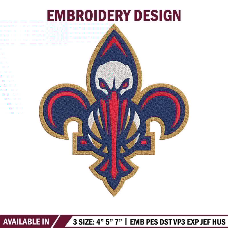 Orleans Pelicans mascot embroidery design,NBA embroidery, Sport embroidery, Embroidery design, Logo sport embroidery.jpg