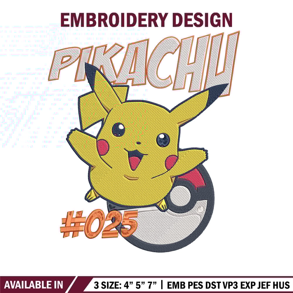 Pikachu cute Embroidery Design, Pokemon Embroidery, Embroidery File, Anime Embroidery, Anime shirt, Digital download (2).jpg