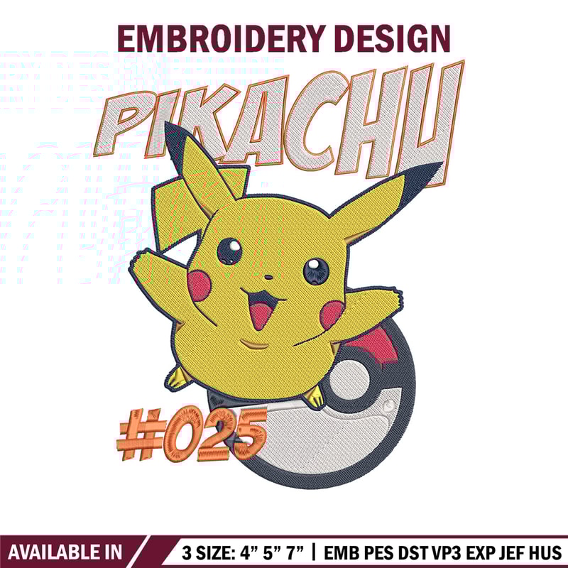Pikachu cute Embroidery Design, Pokemon Embroidery, Embroidery File, Anime Embroidery, Anime shirt, Digital download (2).jpg