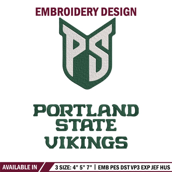 Portland State Vikings logo embroidery design, NCAA embroidery,Sport embroidery,Logo sport embroidery,Embroidery design.jpg