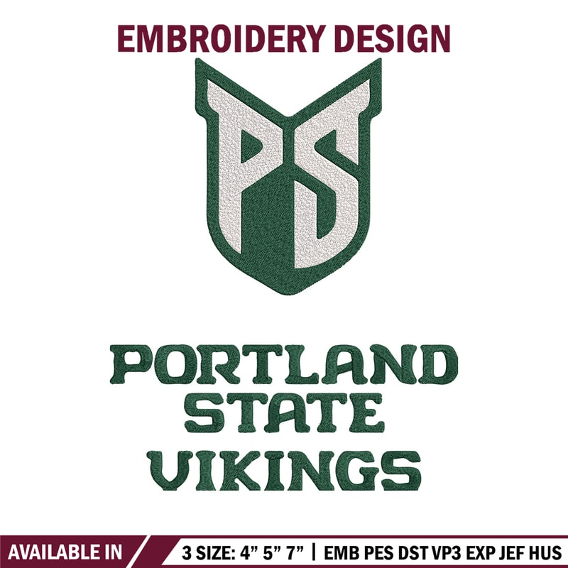 Portland State Vikings logo embroidery design, NCAA embroidery,Sport embroidery,Logo sport embroidery,Embroidery design.jpg