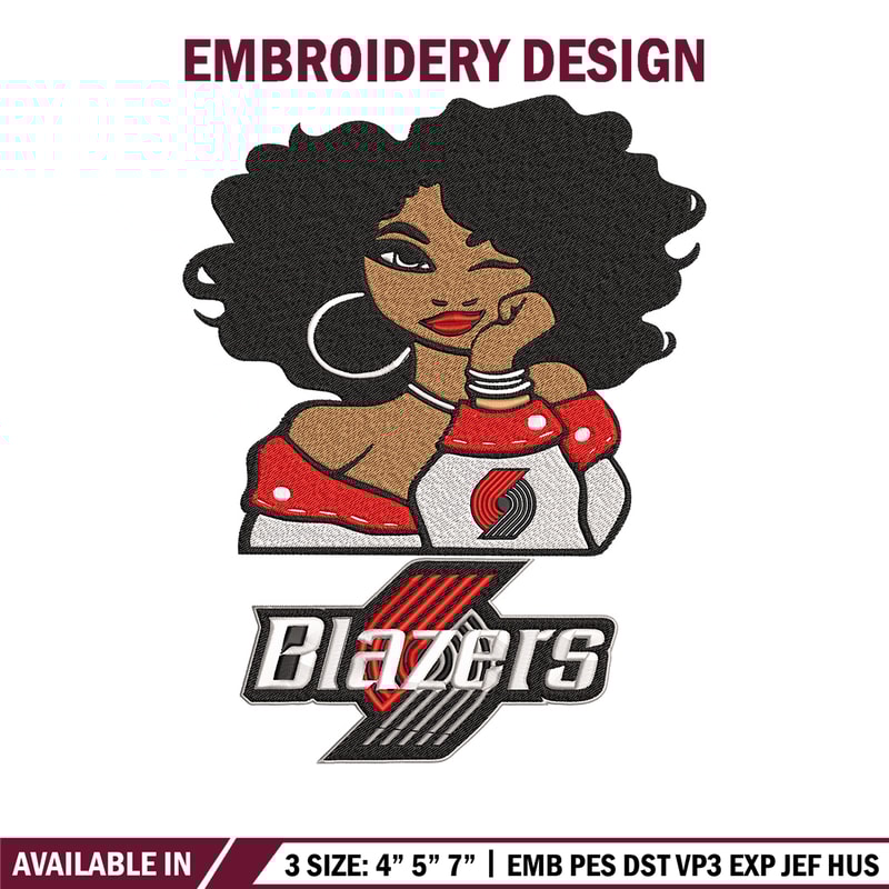 Portland Trail Blazers girl embroidery design,NBA embroidery,Sport embroidery,Embroidery design, Logo sport embroidery.jpg