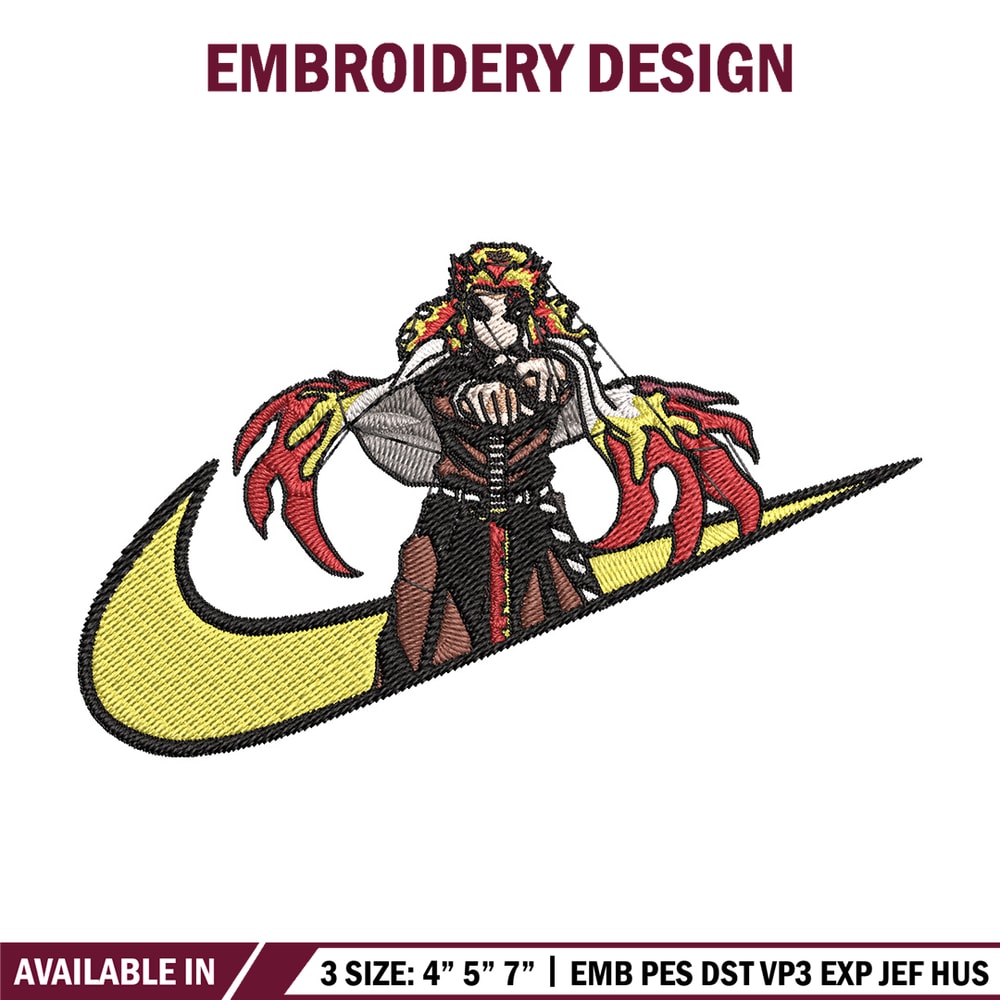Rengoku nike Embroidery Design, Demon slayer Embroidery, Embroidery File, Nike Embroidery, Anime shirt, Digital download.jpg
