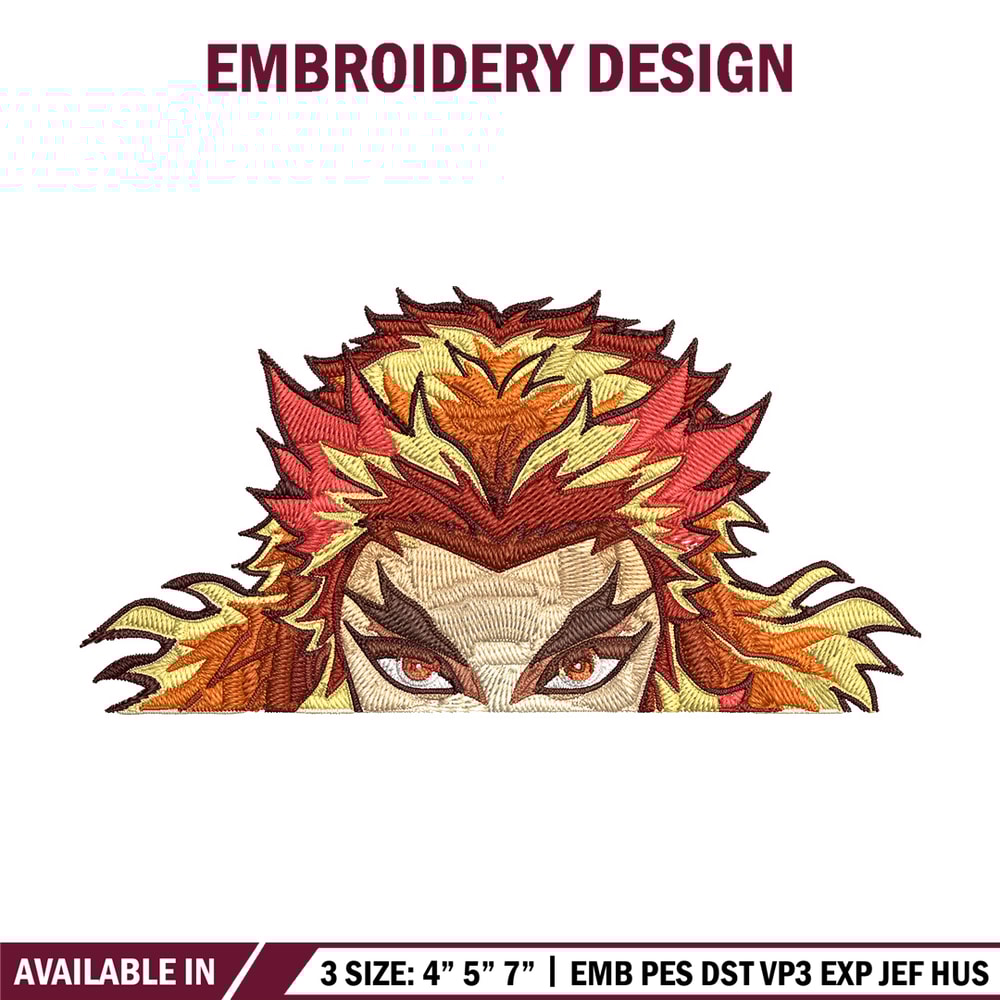 Rengoku Peeker Embroidery Design, Demon slayer Embroidery, Embroidery File, Anime Embroidery, Digital download.jpg