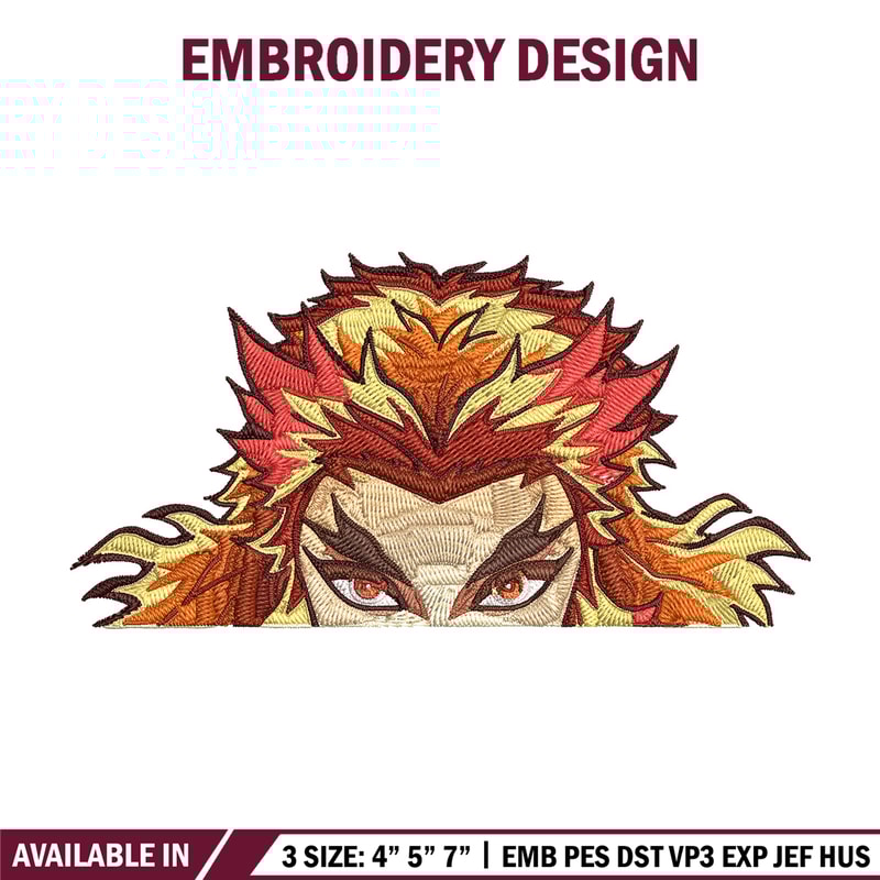 Rengoku Peeker Embroidery Design, Demon slayer Embroidery, Embroidery File, Anime Embroidery, Digital download.jpg
