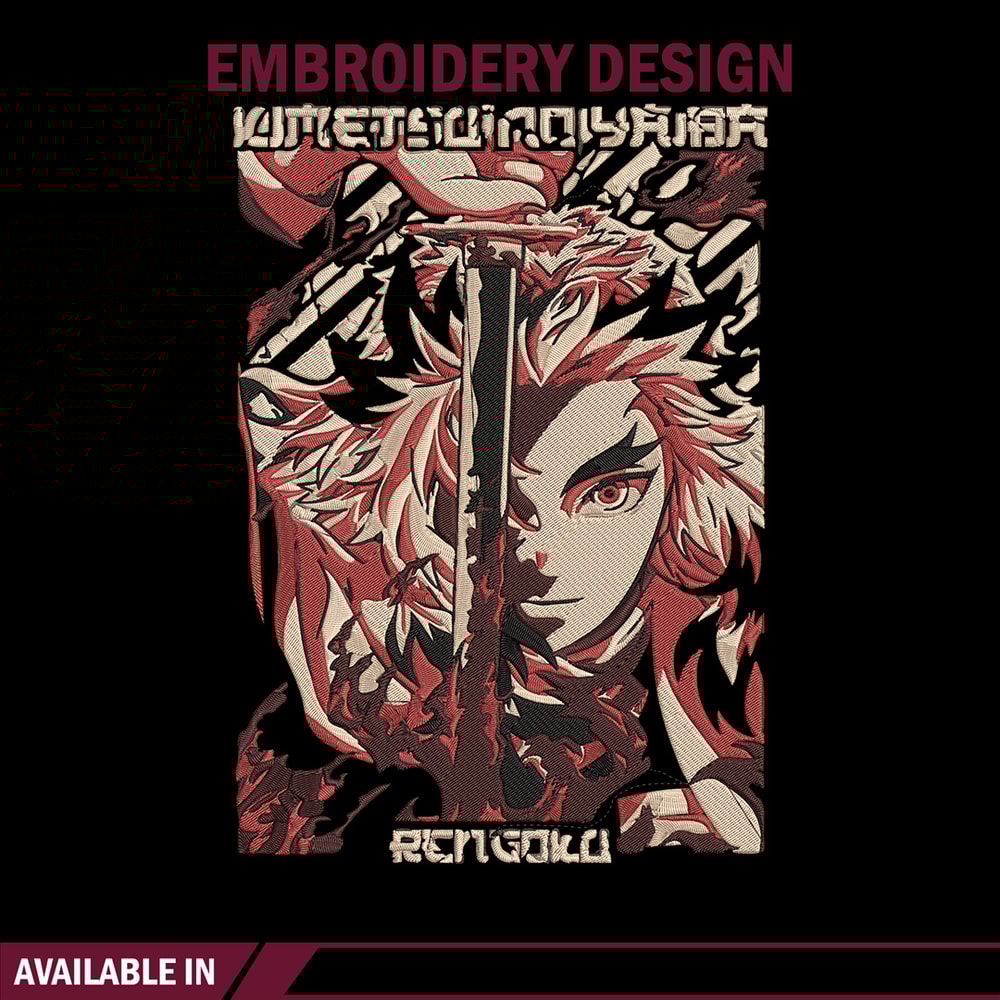 Rengoku Poster Embroidery Design, Demon slayer Embroidery, Embroidery File, Anime Embroidery,Digital download..jpg