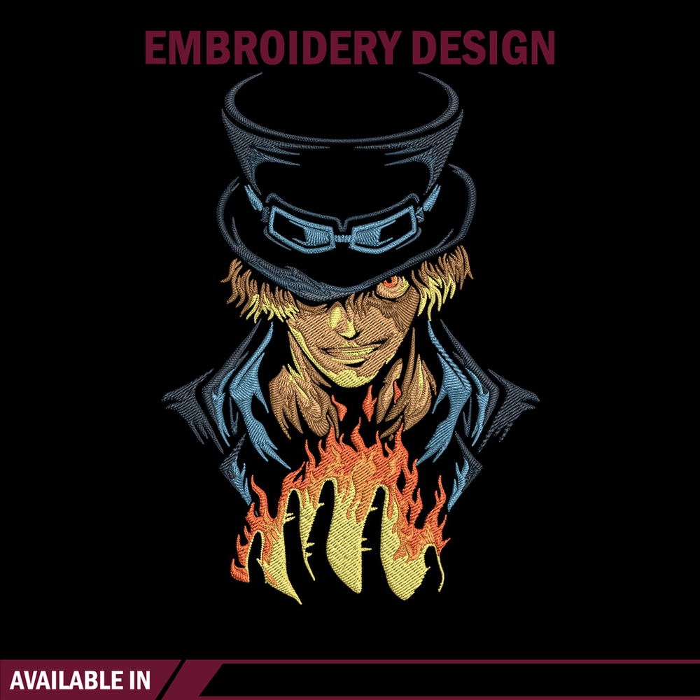 Sabo poster Embroidery Design,One piece Embroidery, Embroidery File, Anime Embroidery, Anime shirt, Digital download.jpg