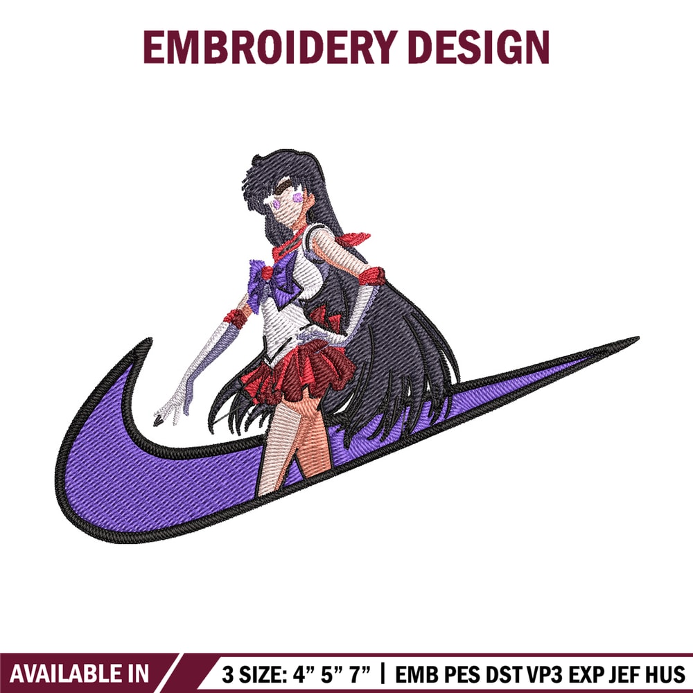 Sailor Mars Embroidery Design, Sailor Moon Embroidery, Embroidery File, Nike Embroidery, Anime shirt, Digital download.jpg