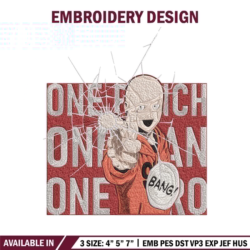 Saitama design Embroidery Design, One punch man Embroidery, Embroidery File, Anime Embroidery, Anime shirt.jpg