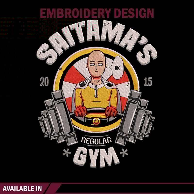 Saitama gym Embroidery Design, One punch man Embroidery, Embroidery File, Anime Embroidery,Anime shirt, Digital download.jpg