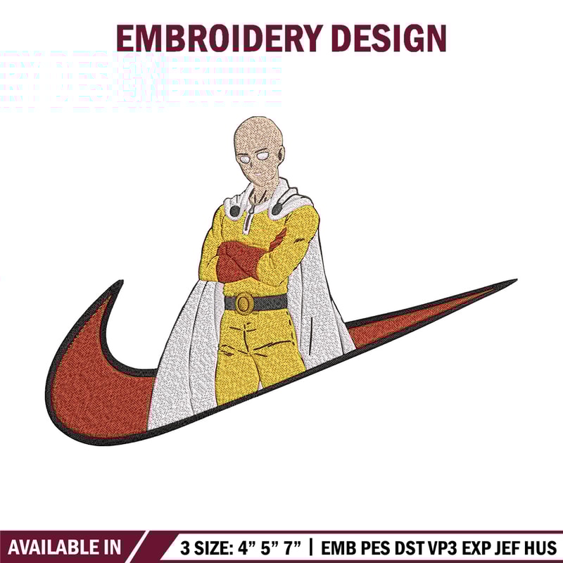 Saitama nike Embroidery Design, One punch man Embroidery, Embroidery File,Nike Embroidery, Anime shirt, Digital download.jpg