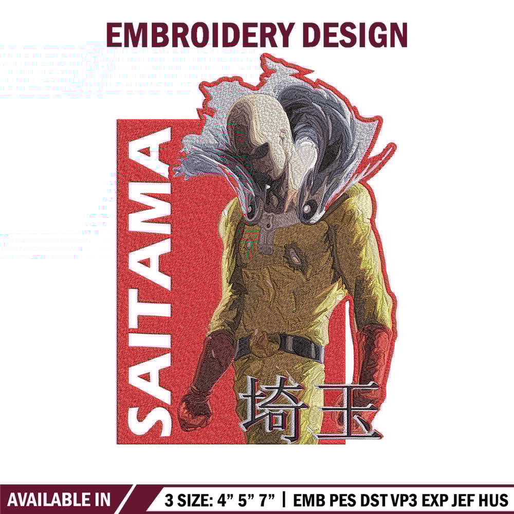 Saitama poster Embroidery Design, One punch man Embroidery, Embroidery File, Anime Embroidery, Anime shirt..jpg