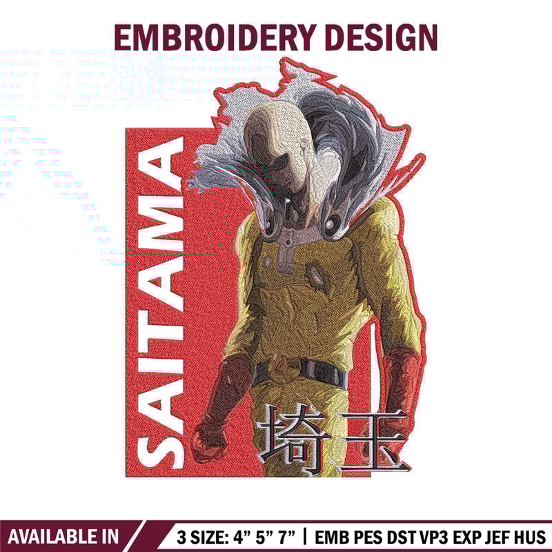 Saitama poster Embroidery Design, One punch man Embroidery, Embroidery File, Anime Embroidery, Anime shirt..jpg