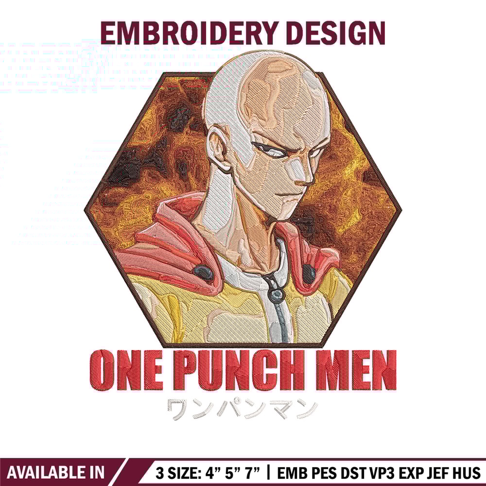 Saitama poster Embroidery Design, One punch man Embroidery, Embroidery File, Anime Embroidery, Anime shirt.jpg