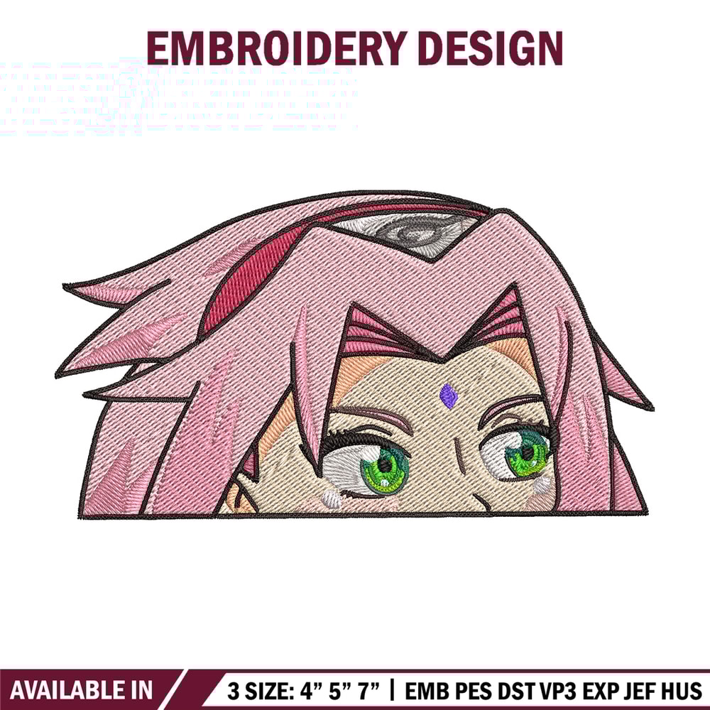 Sakura Peeker Embroidery Design, Naruto Embroidery, Embroidery File, Anime Embroidery, Anime shirt, Digital download.jpg