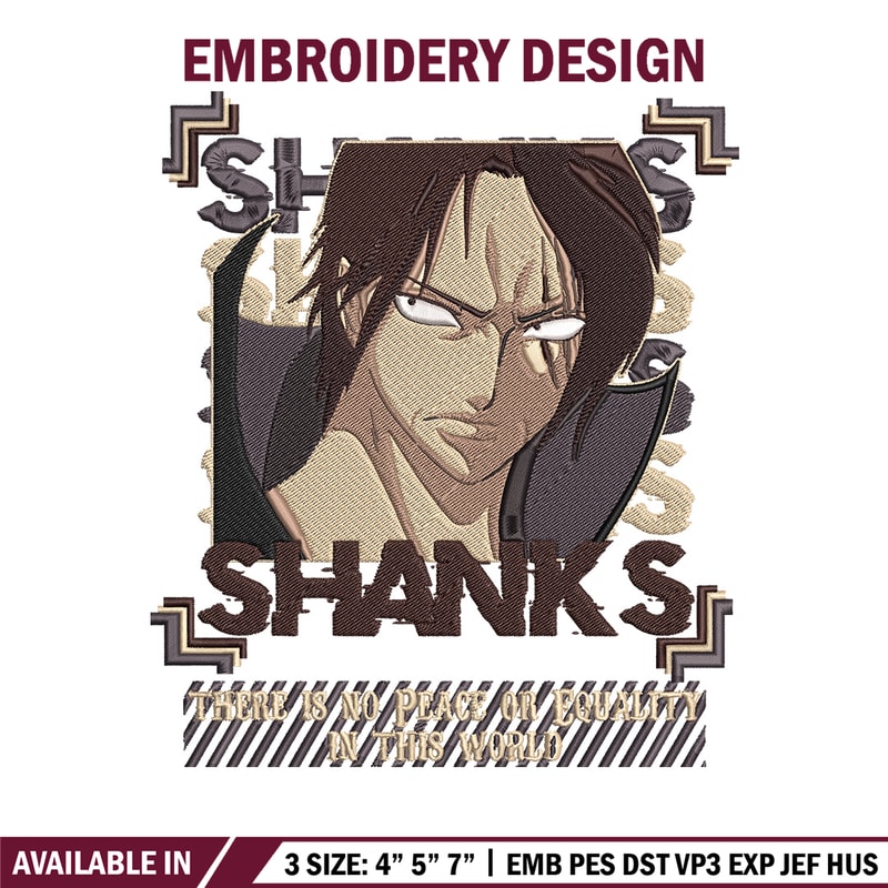 Shanks poster Embroidery Design, One piece Embroidery, Embroidery File, Anime Embroidery, Anime shirt, Digital download..jpg