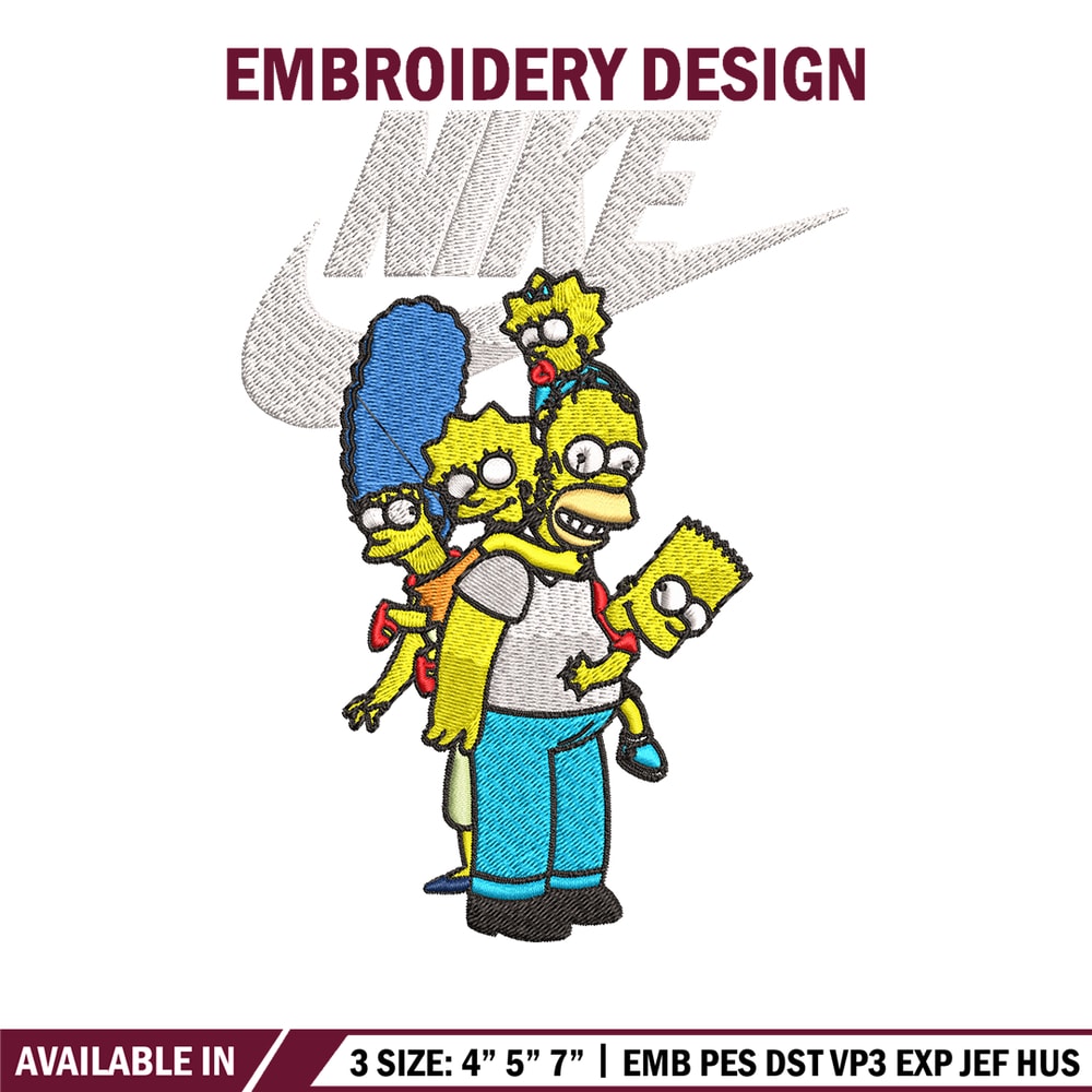 Simpson family Nike Embroidery design, Simpson cartoon Embroidery, Nike design, Embroidery file, Instant download..jpg