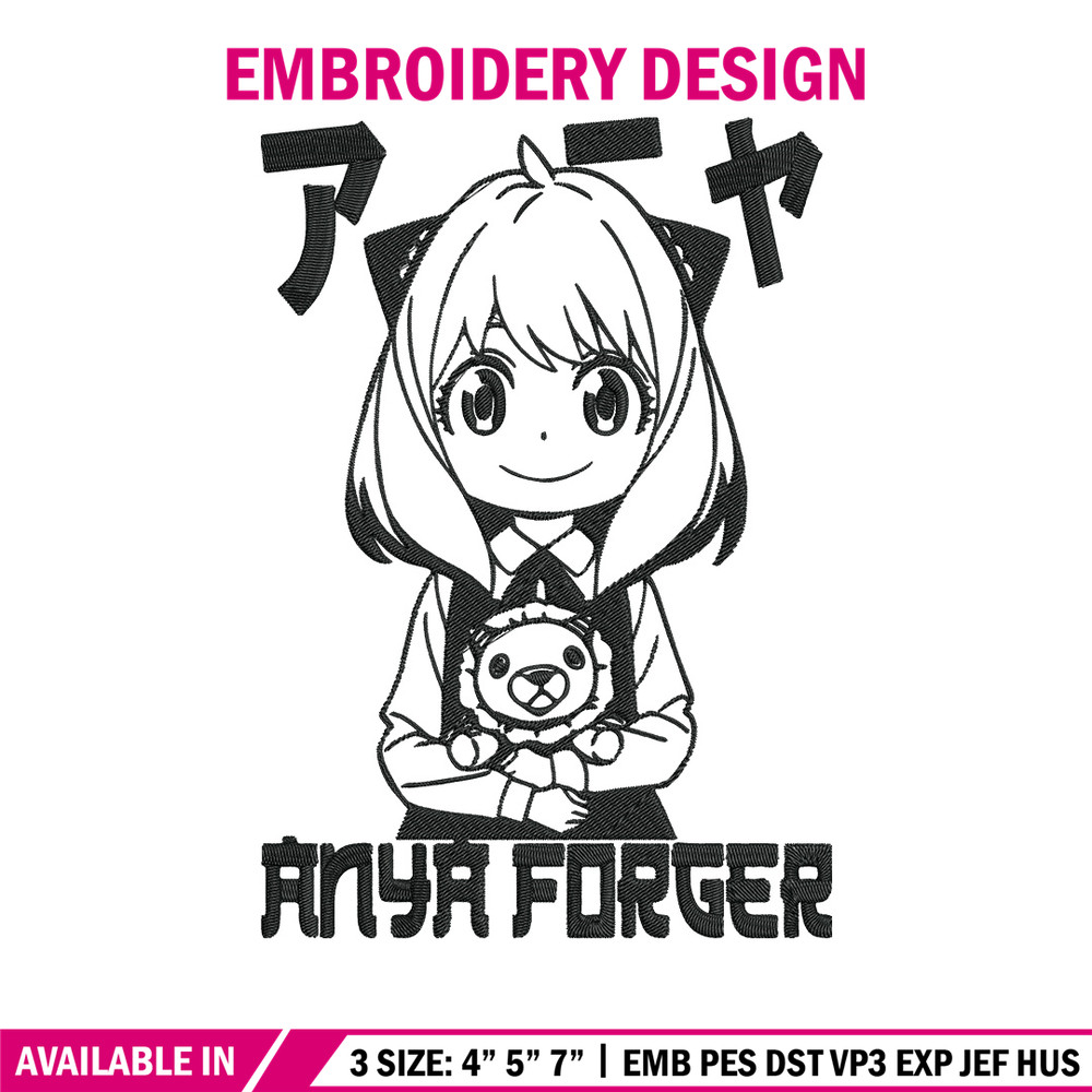 Anya forger Embroidery Design, Spy x family Embroidery, Embroidery File, Anime Embroidery, Digital download.jpg