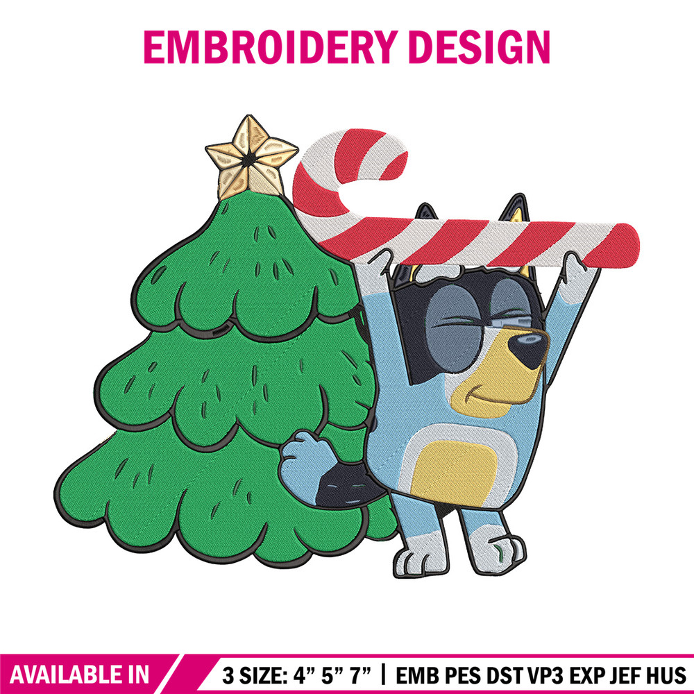 Bluey chrismas Embroidery Design, Bluey Embroidery, Embroidery File, Chrismas Embroidery, Anime shirt, Digital download.jpg