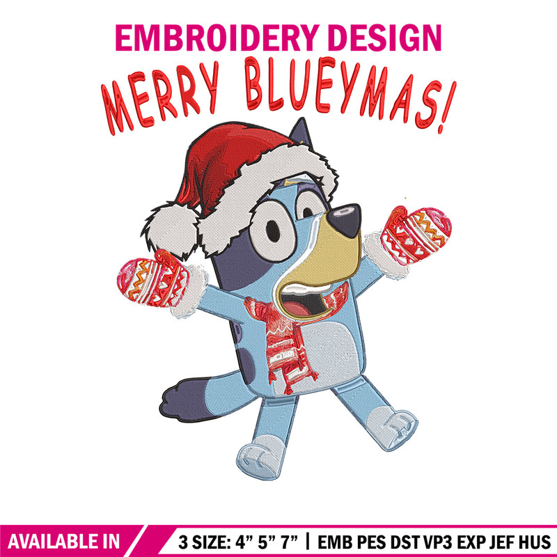 Bluey chrismas Embroidery Design, Bluey Embroidery, Embroidery File,Chrismas Embroidery, Anime shirt, Digital download.jpg