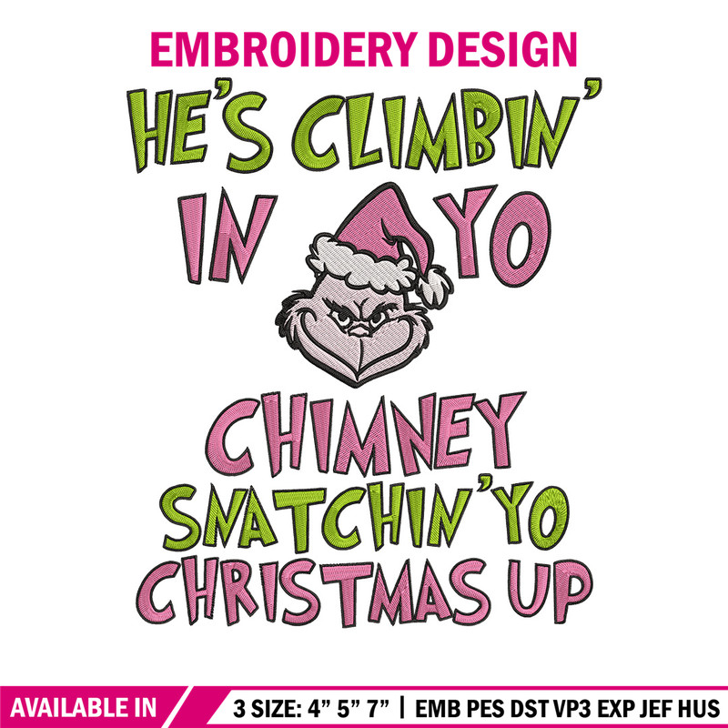 Chrismas up Embroidery Design, Grinch Embroidery, Embroidery File, Chrismas Embroidery, Anime shirt, Digital download.jpg