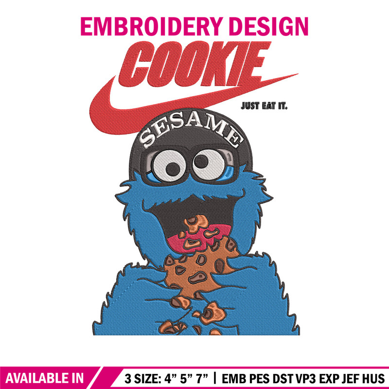 Cookie Monster x nike Embroidery Design, Cookie Monster Embroidery, Embroidery File, Nike Embroidery, Digital download.jpg