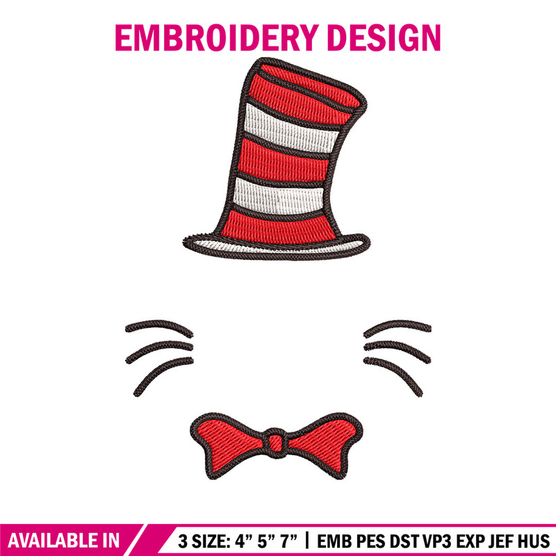 Dr Seuss Hat Embroidery Design, Dr seuss Embroidery, Embroidery File, logo shirt, Embroidery design, Digital download.jpg