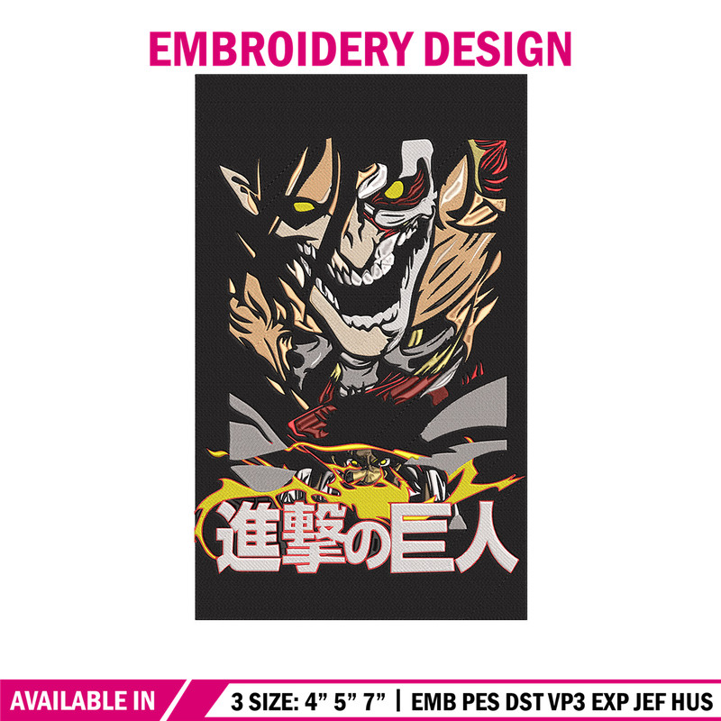 Eren poster Embroidery Design, Aot Embroidery, Embroidery File, Anime Embroidery, Anime shirt, Digital download..jpg