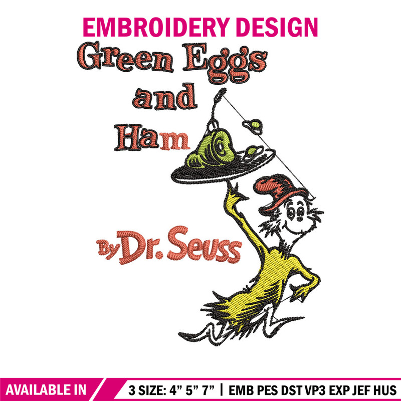 Green eggs and ham buy Dr. Seuss Embroidery Design, Dr Seuss Embroidery, Embroidery File, Digital download..jpg
