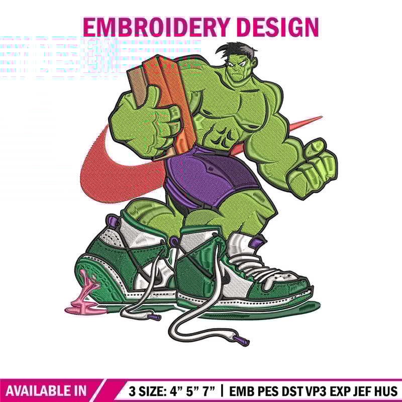 Hulk x nike Embroidery Design, Marvel Embroidery, Embroidery File, Nike Embroidery, Anime shirt, Digital download.jpg