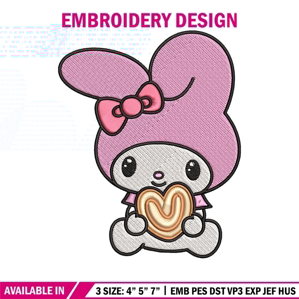 My Melody Embroidery Design, My Melody cartoon Embroidery, Embroidery File, Cartoon shirt, Digital download..jpg