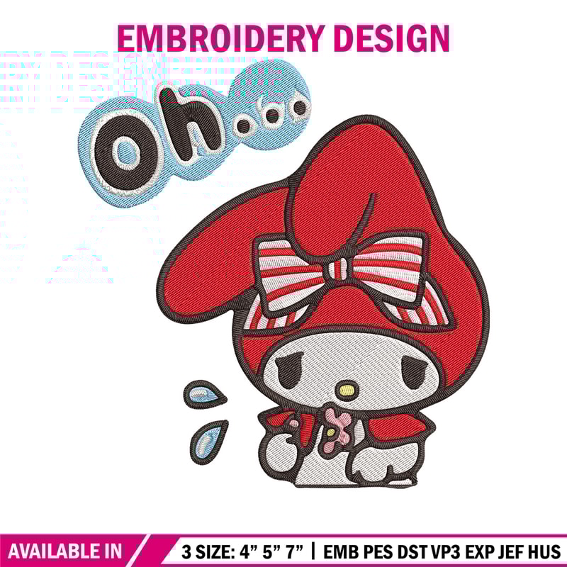 My Melody sad Embroidery Design, Hello kitty Embroidery, Embroidery File, Anime Embroidery, Digital download.jpg