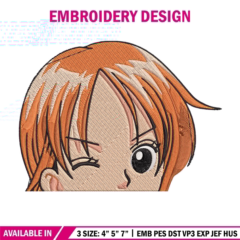 Nami Peeker Embroidery Design, One piece Embroidery, Embroidery File, Anime Embroidery, Anime shirt, Digital download.jpg