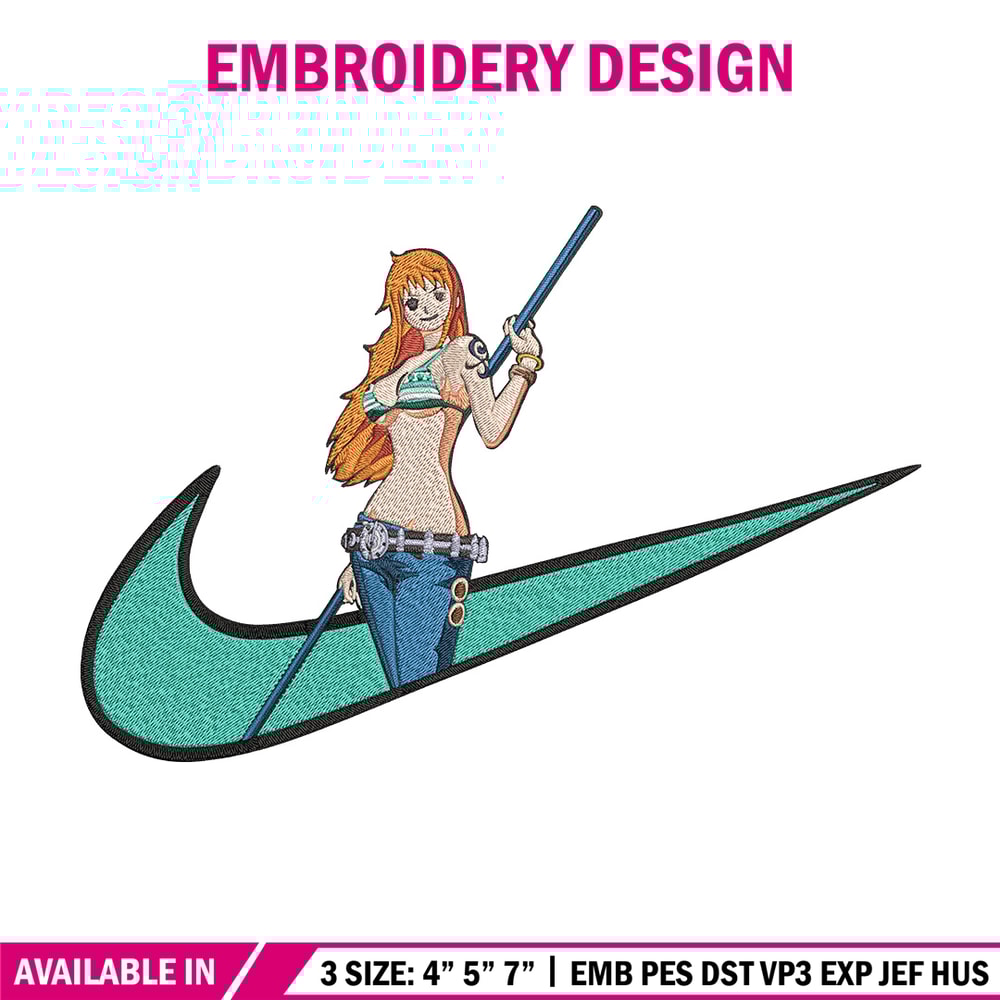 Nami x nike Embroidery Design, One piece Embroidery, Embroidery File, Nike Embroidery, Anime shirt, Digital download.jpg