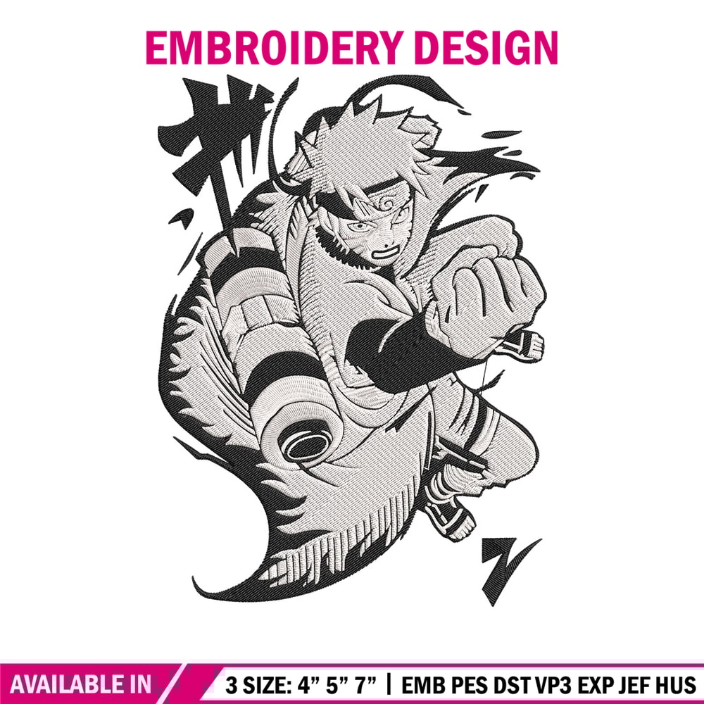 Naruto black white Embroidery Design, Naruto Embroidery, Embroidery File, Anime Embroidery, Anime shirt,Digital download.jpg