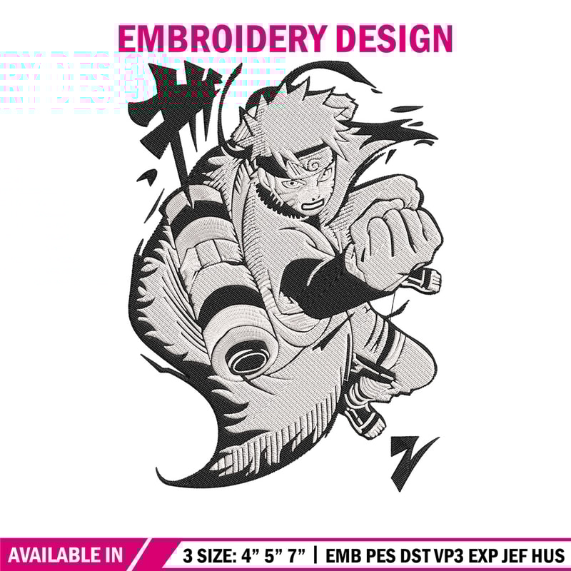 Naruto black white Embroidery Design, Naruto Embroidery, Embroidery File, Anime Embroidery, Anime shirt,Digital download.jpg