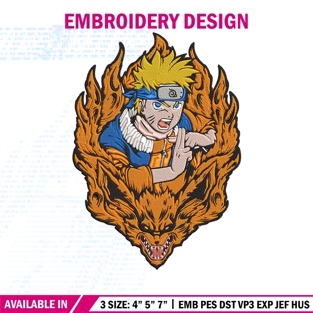 Naruto kurama Embroidery Design, Naruto Embroidery, Embroidery File, Anime Embroidery, Anime shirt, Digital download.jpg