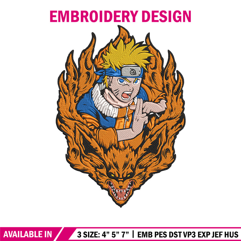 Naruto kurama Embroidery Design, Naruto Embroidery, Embroidery File, Anime Embroidery, Anime shirt, Digital download.jpg