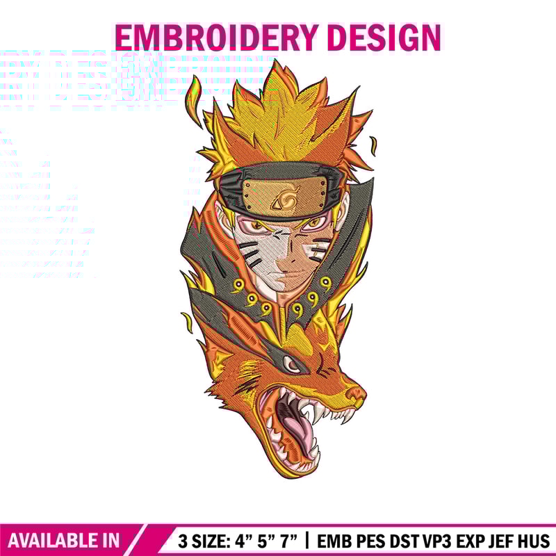 Naruto x kurama Embroidery Design, Naruto Embroidery, Embroidery File, Anime Embroidery, Anime shirt, Digital download.jpg