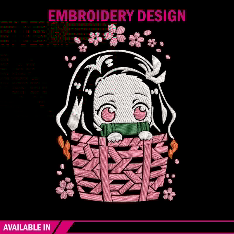 Nezuko chibi cute Embroidery Design, Demon slayer Embroidery, Embroidery File, Anime Embroidery, Digital download.jpg