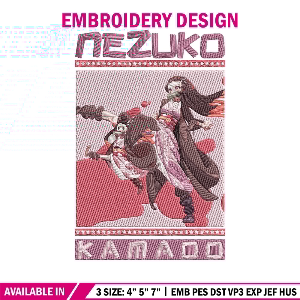 Nezuko poster Embroidery Design, Demon slayer Embroidery, Embroidery File,Anime Embroidery,Anime shirt,Digital download.jpg