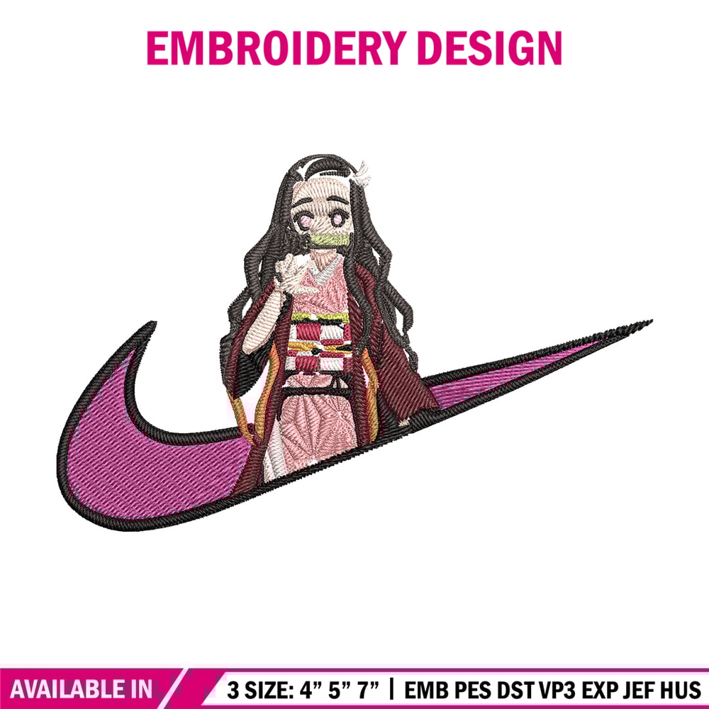 Nezuko x nike Embroidery Design, Demon slayer Embroidery,Embroidery File, Nike Embroidery, Anime shirt, Digital download.jpg