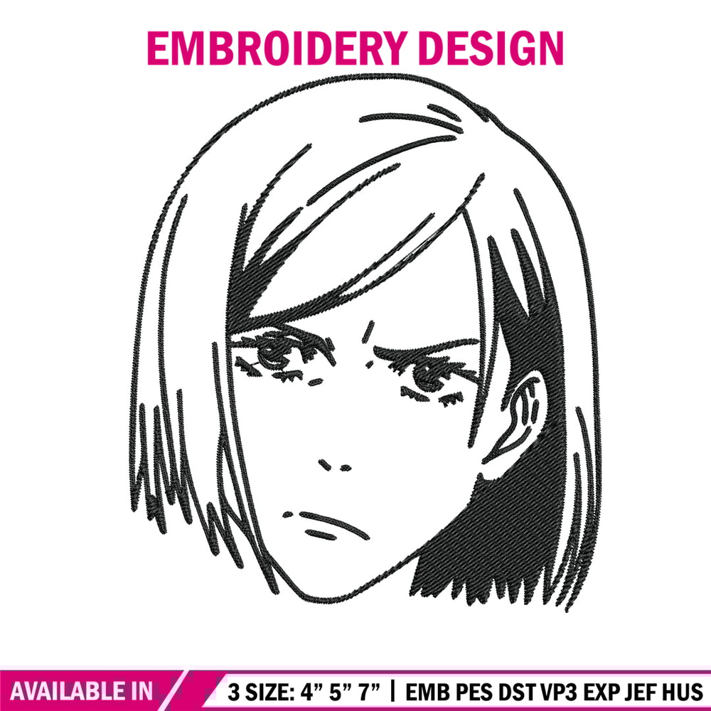 Nobara face Embroidery Design, Jujutsu Embroidery, Embroidery File, Anime Embroidery, Anime shirt, Digital download.jpg