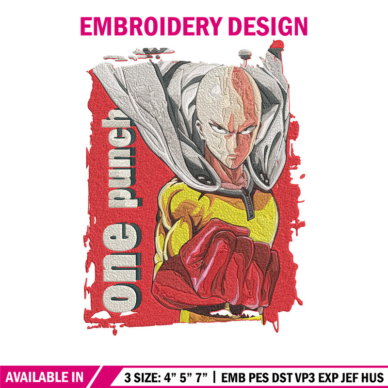 One punch man poster Embroidery Design, One punch man Embroidery, Embroidery File, Anime Embroidery, Anime shirt.jpg