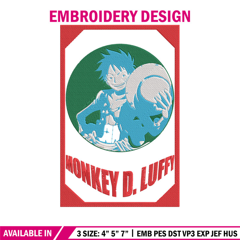 Poster luffy Embroidery Design, One piece Embroidery, Embroidery File, Anime Embroidery, Anime shirt, Digital download.jpg