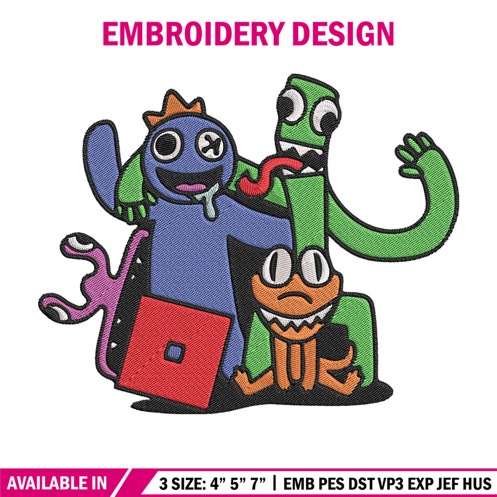 Rainbow friends Embroidery Design, Rainbow Friends Embroidery, Embroidery File, Anime Embroidery, Digital download.jpg