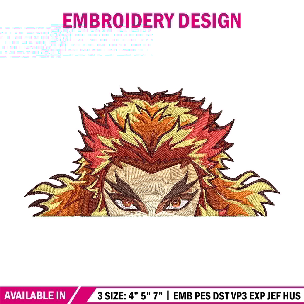 Rengoku Peeker Embroidery Design, Demon slayer Embroidery, Embroidery File, Anime Embroidery, Digital download.jpg