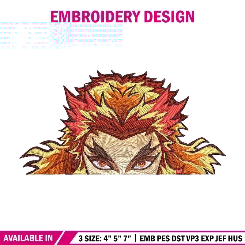 Rengoku Peeker Embroidery Design, Demon slayer Embroidery, Embroidery File, Anime Embroidery, Digital download.jpg